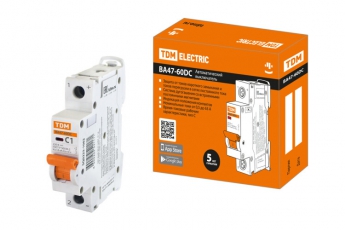 Выключатель автоматический однополюсной ВА47-60DC 1P 1А 6кА х-ка С | SQ0223-1002 | TDM