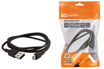 Дата-кабель, ДК 1, USB - micro USB, 1 м, черный, | SQ1810-0301 | TDM