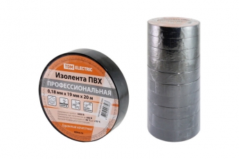 Изолента ПВХ профессиональная 0,18х19мм Черная 20м | SQ0526-0066 | TDM