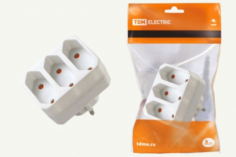 Блок на 3 гнезда 2П 2,5 А 250 B под плоскую вилку белый | SQ1806-0205 | TDM