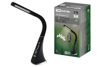 Светильник светодиодный-часы СНЧ-2, 5 Вт, календ., терм-р, 5000 К, сенсор-диммер, USB, черный, TDM | SQ0337-0099 | TDM