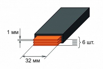 Шина медная гибкая изолированная ШМГ 6х(32x1мм) 2м.  | SQ0828-0006 | TDM