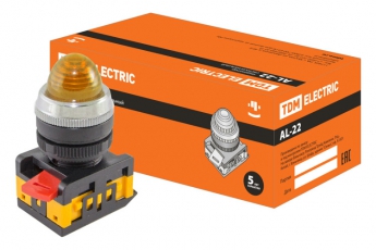 Лампа AL-22 сигнальная d22мм желтый неон/230В цилиндр  | SQ0702-0034 | TDM