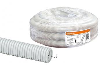 Труба гибкая гофрированная ПВХ 20мм с протяжкой лёгкая (50м) | SQ0401-0012 | TDM