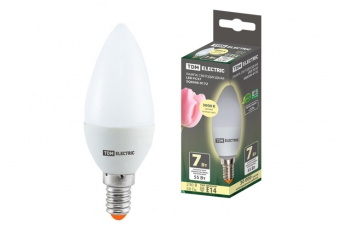 Лампа светодиодная LED 7Вт E14 230В 3000К FС37 свеча | SQ0340-0172 | TDM