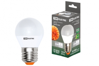 Лампа светодиодная LED 5Вт Е27 220В 4000К FG45 шар | SQ0340-0043 | TDM