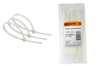 Хомут 3,6х300мм нейлон (белый) (100шт)  | SQ0515-0123 | TDM