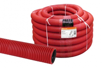Труба двустенная гофрированная ПНД 50мм с протяжкой (50м) красный | SQ0413-5050 | TDM