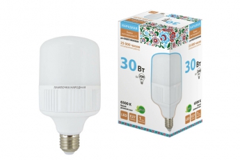 Лампа светодиодная T-30 Вт-230 В-6500 К–E27(100x178 мм) НАРОДНАЯ | SQ0340-1578 | TDM