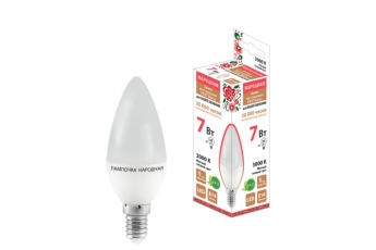 Лампа светодиодная FС37-7 Вт-230 В -3000 К–E14 Народная | SQ0340-0193 | TDM