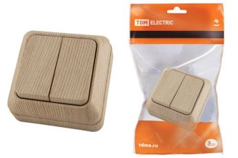 Выключатель 2-кл. открытой установки IP20 10А, сосна 