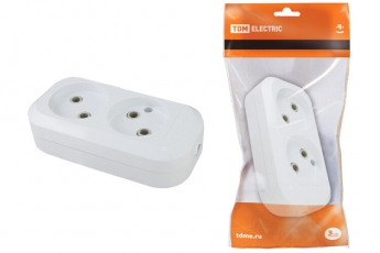 Колодка розеточная 2 гнезда 2П б/з 10А 250В белая  | SQ1806-0012 | TDM