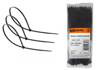 Хомут 3,6х150мм нейлон (черный) (100шт)  | SQ0515-0209 | TDM