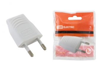 Вилка б/з белая 10А 250В (евровилка CEE 7/16) прямой вывод проводника  | SQ1806-0089 | TDM