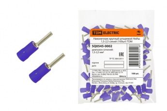 Наконечник круглый штыревой НкИш 1,5-2,5 синий (100шт) | SQ0545-0002 | TDM