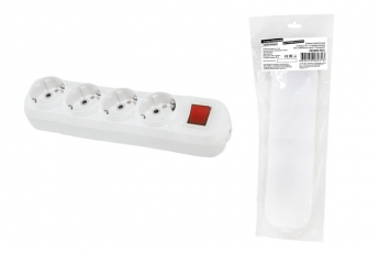 Колодка розеточная 4 гнезда 2П+3 c выключателем 16А 250В белая серии 