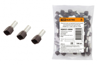 Наконечник штыревой втулочный изолированный (двойной) НШвИ (2) 1,5х8 (100 шт)  | SQ0521-0006 | TDM