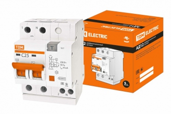 Выключатель автоматический дифференциального тока АД12 2п 25А C 30мА тип AC (4 мод) | SQ0204-0011 | TDM