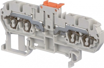 Клемма D2,5/5.SNB.4L, 2 зажима, 2 канала для перем+1 тест . гнездо на одной стороне + разъединитель в центре+ 2 зажима | 1SNA290141R0400 | TE