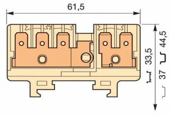 Клемма HD6/9.3G.2G quick-connect (fast on) 6,3x0,8мм, 6 мм. кв., 2 цепи (3 вертикальные с тестовым гнездом +2 вертикальные) | 1SNA160563R0000
