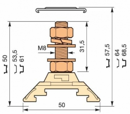 Клемма HD70/22.F8.31.2 1шпилька | 1SNA295402R2400 | TE
