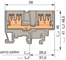 Клемма M2,5/6.4G.1 2 quick connect (fast on) 6,3x0,8 мм или 2,8х0,8 мм, вертикальные | 1SNA115280R2000 | TE