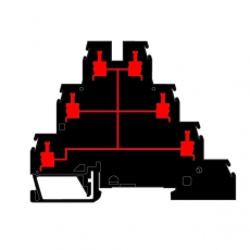 Клемма D4/6.T1, 3-уровневая клемма, все зажимы соединены перемычкой, винт 4мм.кв., черная | 1SNA199219R0300 | TE