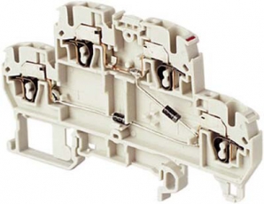 Клемма D2,5/5.DE2.D2.L 2-уровневая, 2 диода 250В, 1А, катод соединен с нижним уровнем, пруж. 2.5мм.кв. | 1SNA290188R0400 | TE