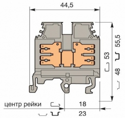 Клемма M2,5/6.2G.2G, 4 quick connect (fast on) 6,3x0,8 мм или 2,8х0,8 мм, горизонтальные | 1SNA115191R0300 | TE