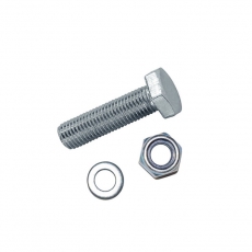 Болт DIN933 с шестигранной головкой оцинк. М10х50 + гайка + шайба (2 шт) - пакет ( 0,103 кг) | 112726 | Tech-KREP