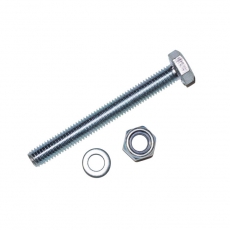 Болт DIN933 8.8 с шестигранной головкой оцинк. М12х160 + гайка + шайба (2 шт) - пакет ( 0,317 кг) | 136931 | Tech-KREP