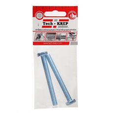 Болт DIN933 8.8 с шестигранной головкой оцинк. М12х100 (2 шт) - пакет ( 0,18 кг) | 126524 | Tech-KREP