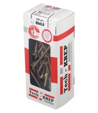 Саморезы универсальные 80х5,0 мм (100 шт) желтые - коробка с окном ( 0,608 кг) | 102266 | Tech-KREP