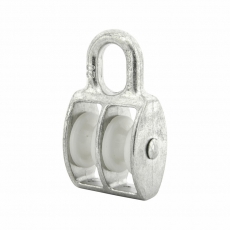 Блок для троса двойной оцинк. (нейлон.шкив) 20мм (1 шт) - ярлык ( 0,056 кг) | 112729 | Tech-KREP