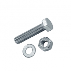 Болт DIN933 8.8 с шестигранной головкой оцинк. М12х70 + гайка + шайба (2 шт) - пакет ( 0,18 кг) | 136925 | Tech-KREP
