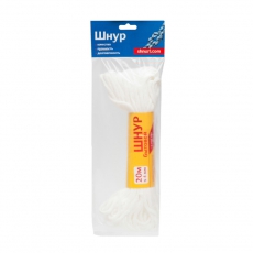 Шнур вязаный ПЭ бытовой 4 мм, белый, 20 м | 139973 | Tech-KREP