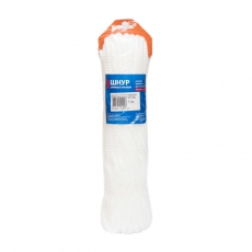 Шнур вязаный ПП 8 мм с серд., универс., белый, 20 м | 140332 | Tech-KREP