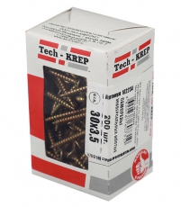 Саморезы универсальные 30х3,5 мм (200 шт) желтые - коробка с окном ( 0,253 кг) | 102234 | Tech-KREP