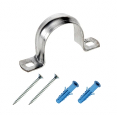 Скоба двухлапковая 38-40 оц. + шуруп 4,5х50 + дюбель 8х40 (2 шт)- пакет | 143714 | Tech-KREP