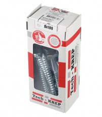 Болт DIN 571 сантехнический оцинк 8х100 (20 шт) - коробка с ок. | 126559 | Tech-Krep