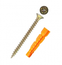 Саморез ШУж 6,0х80 пот. гол. + дюбель унив 10х61 (6 шт) - пакет ( 0,073 кг) | 112942 | Tech-KREP