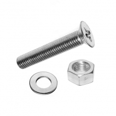 Винт DIN965 с потайной головкой оцинк. M4х25 + гайка + шайба (18 шт) - пакет Tec ( 0,064 кг) | 114060 | Tech-KREP