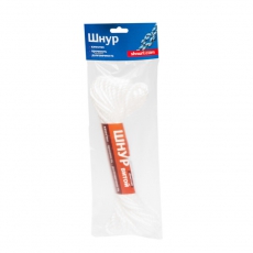 Шнур витой трехрядный ПП 5 мм, белый, 10 м | 139969 | Tech-KREP