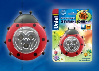 Cветильник-ночник Божья Коровка DTL-354 Божья Коровка/Red/3LED/3AAA питание от 3-х батареек AAA (в комплект не входят) | 07717 | Uniel