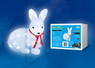 Фигура светодиодная «Зайчик» ULD-M2732-040/STA WHITE IP20 RABBIT-1 40 диодов, размер 27*15*32 см, белый, IP20. | 11032 | Uniel