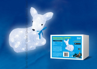 Фигура светодиодная «Лежащий оленёнок-1» ULD-M2926-040/STA WHITE IP20 LYING FAWN-1 40 диодов, размер 29*16*26 см, белый, IP20. | 11031 | Uniel