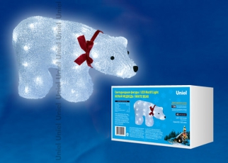 Фигура светодиодная «белый медведь» ULD-M3423-040/STA WHITE IP20 WHITE BEAR 40 диодов, 34*12*23 см, белый, IP20 | 07954 | Uniel