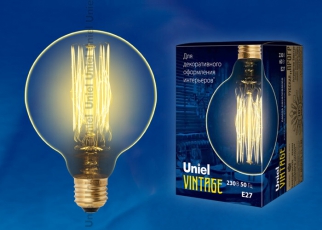 Лампа накаливания ЛОН Vintage IL-V-G80-60/GOLDEN/E27 VW01 «шар». нити VW | UL-00000478 | Uniel