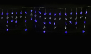 Занавес светодиодный Звёздочки-1 ULD-E5505-196/DTK WHITE-BLUE IP20 STARS-1 55х0,5м 56 нитей 196диодов белый/синий шнур прозр. | UL-00001410 | Uniel