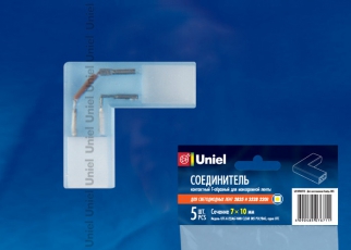 Коннекторы для светодиодной ленты L-образный 220В 3528, 2 контакта UTC-K-22/A67-NNN CLEAR 005 POLYBAG прозрачный 5 шт/упак | 10821 | Uniel